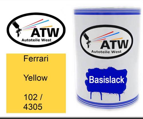 Ferrari, Yellow, 102 / 4305: 500ml Lackdose, von ATW Autoteile West.